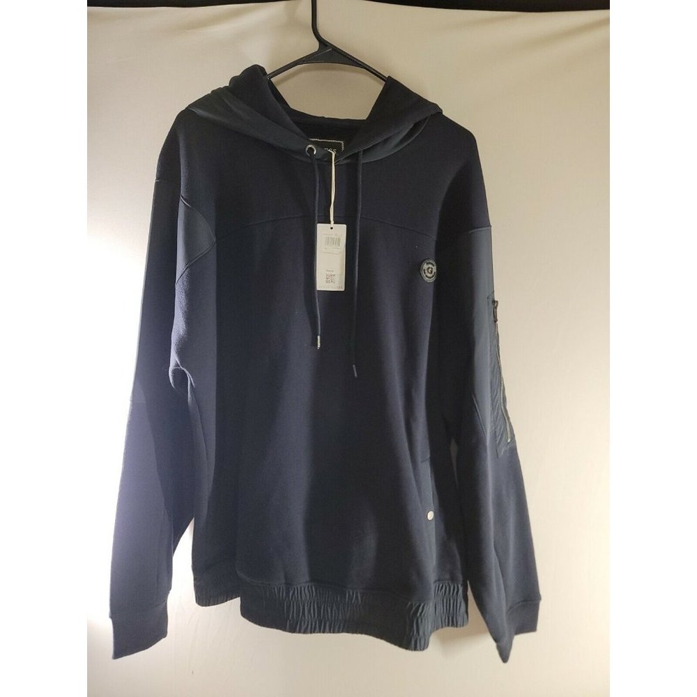 Guess Eco Smart Guess Roy Pop Over Nylon Hoodie Mens Sz Lg Deep Marine Blue